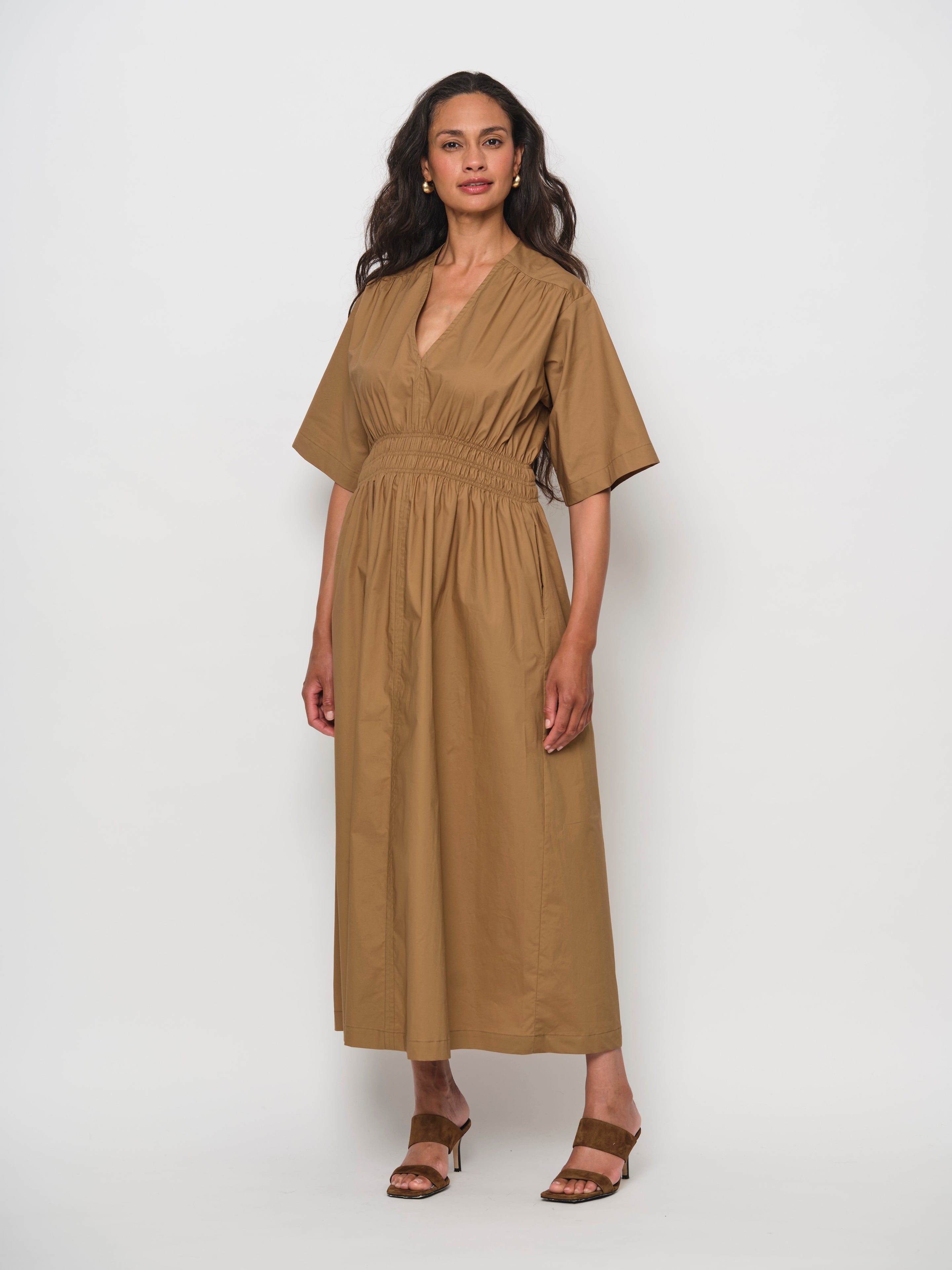 Fit-And-Flare Smock Dress